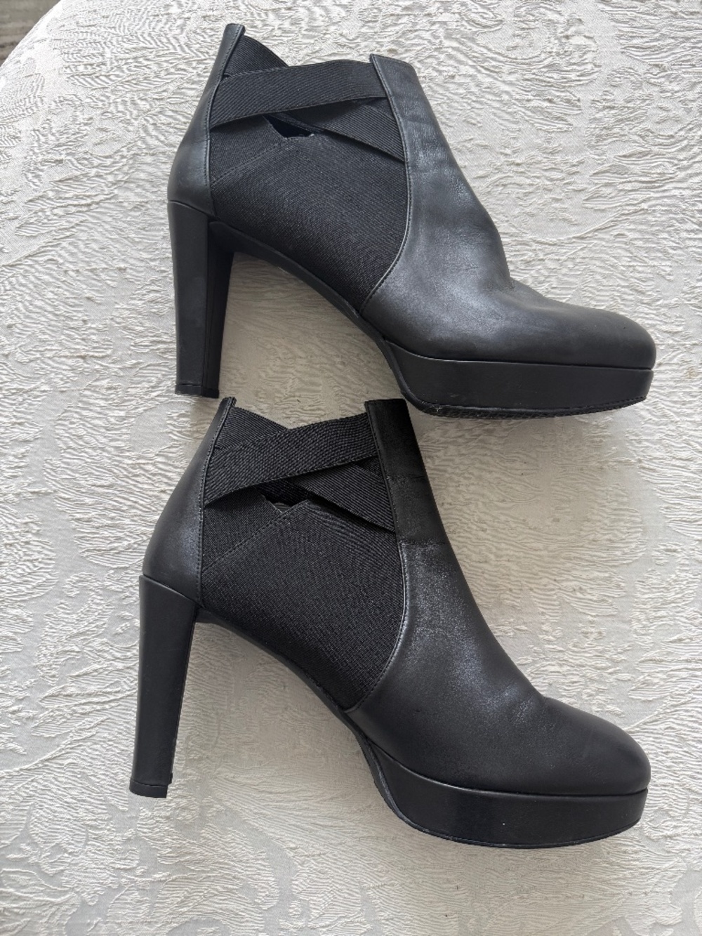 Stuart Weitzman Black Leather Ankle Boots Platform Size 10M